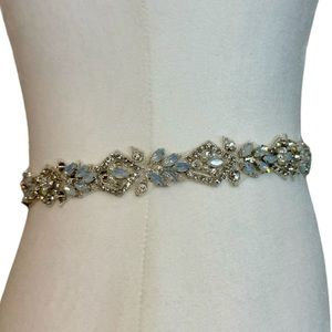 Crystal Opal Wedding Dress Belt / Crystal Opal Bridal Belt